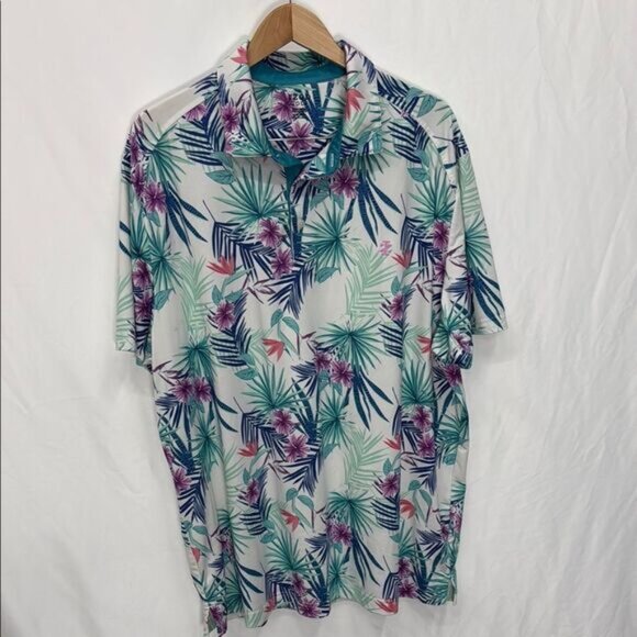 ISO’s Golf  men’s Tropical Floral Polo Shirt XXL - Picture 1 of 3